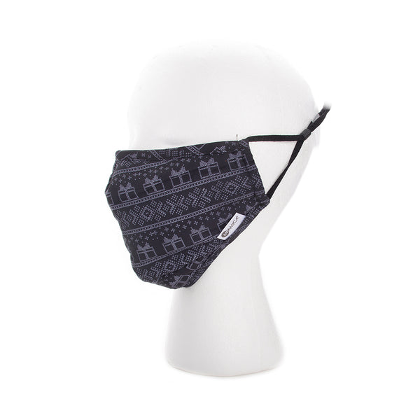 Miamica Set of 3 Fashion Cloth Face Mask - Black & White Plaid, Black and White Winter Motif, Red