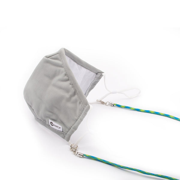 Miamica 3 Pc. Mask and Lanyard Chain Set - 2 Coordinating Blue & Grey