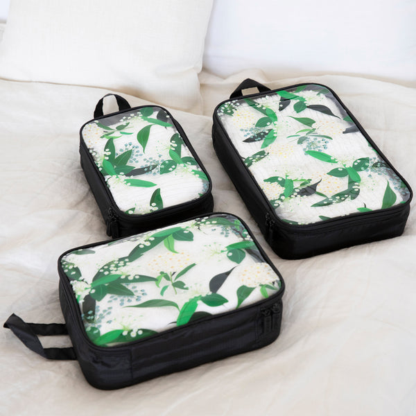Miamica Packing Cubes Set of 3 - Black Floral