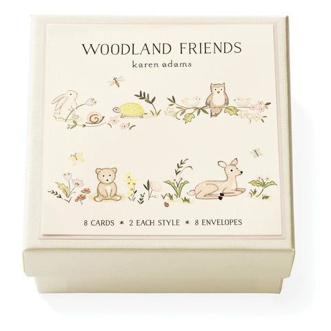 Karen Adams "Woodland Friends" Gift Enclosure Box of 8 Assorted Cards with Envelopes