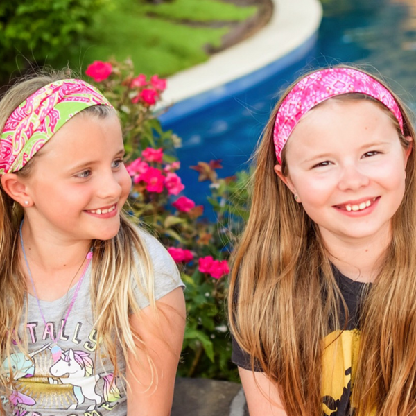 Headbands of Hope - Tube Turban - Elastic, Nonslip for Comfy Fit- Pink Paisley