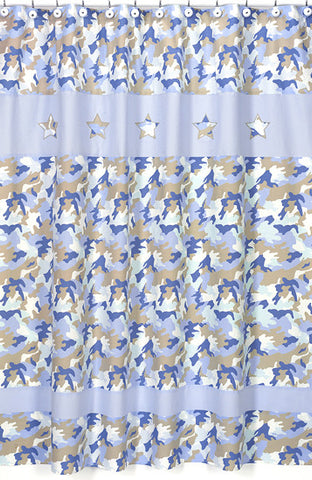 Jojo Designs Shower Curtain- Camo Blue