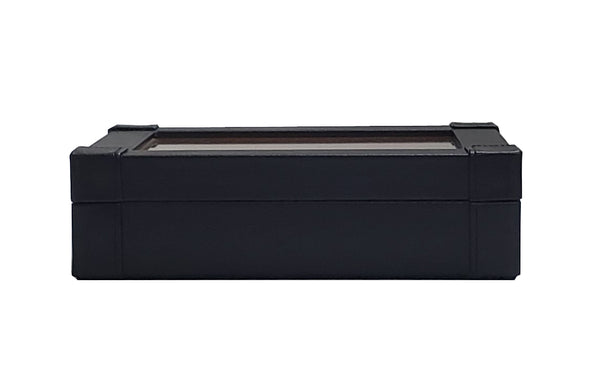 Black Leatherette Personalized Cufflink Case & Ring Storage Organizer Stainless Engravable Jewelry Box