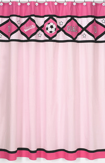 Jojo Designs Shower Curtain- Soccer Pink