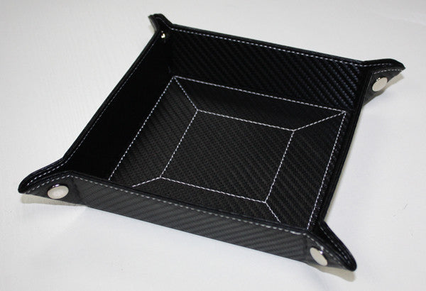 Black Carbon Fiber Coin Tray and Catchall for Keys, Coins, and More