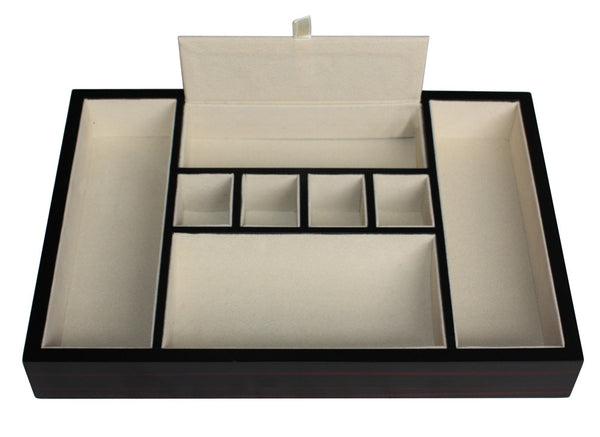 Ebony Wood Valet Tray Desk Organizer and Catchall for Phone, Keys, Coins, and More